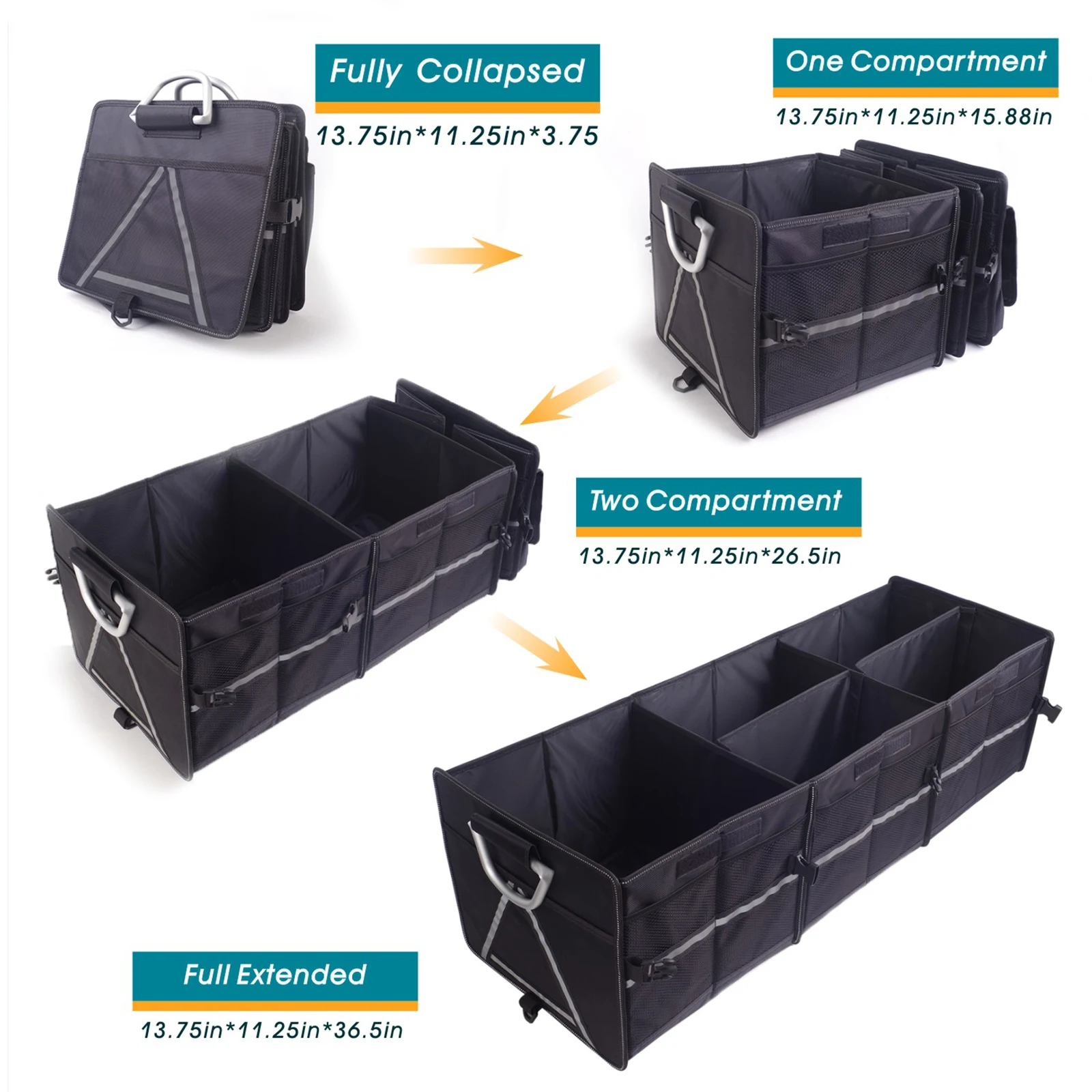 Oxford Cloth Foldable Storage Box Customized Portable Large Multi-Compartment Car Trunk Organizers