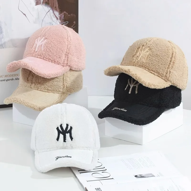 Winter Lamb Wool Outdoor Warm Caps High Performance Wind Proof Baseball Cap Adjustable Buckle Mid Profile Gorras Snapback Cap