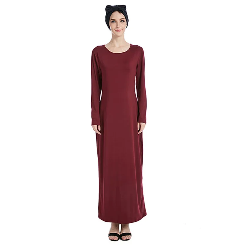 Online Shopping Fashion Women Soft Stretchy Islamic Bottom Dress Women Inner dress Long Abaya