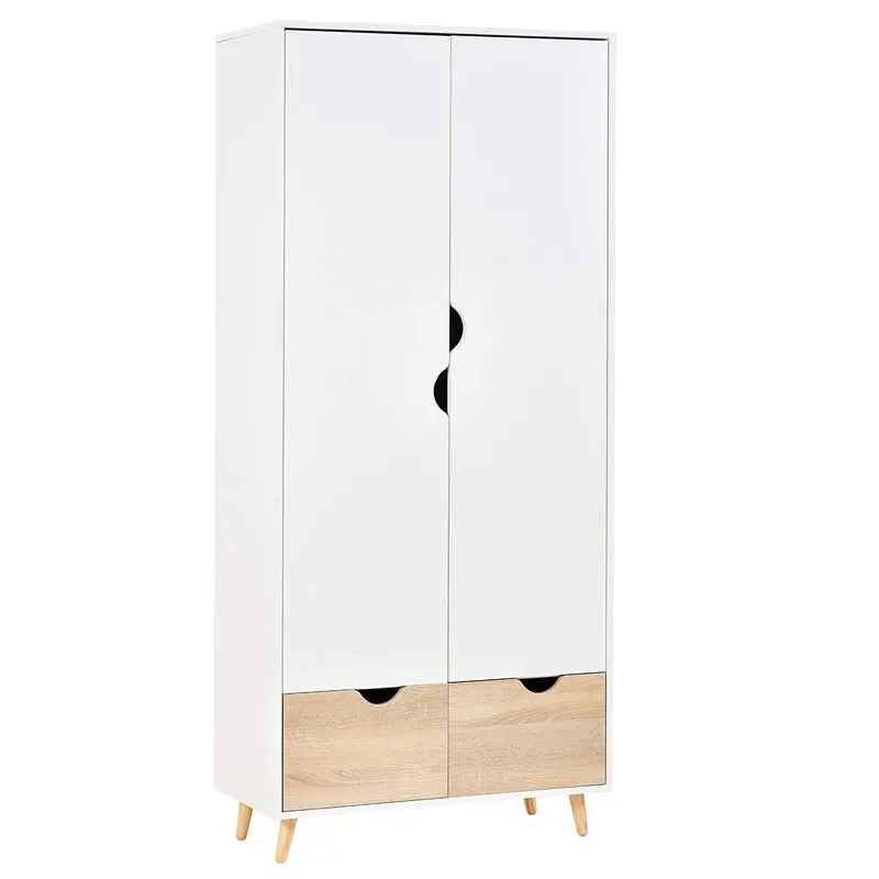 
Modern simple wood panel 2 doors 2 drawers furniture clothes closet wardrobe 