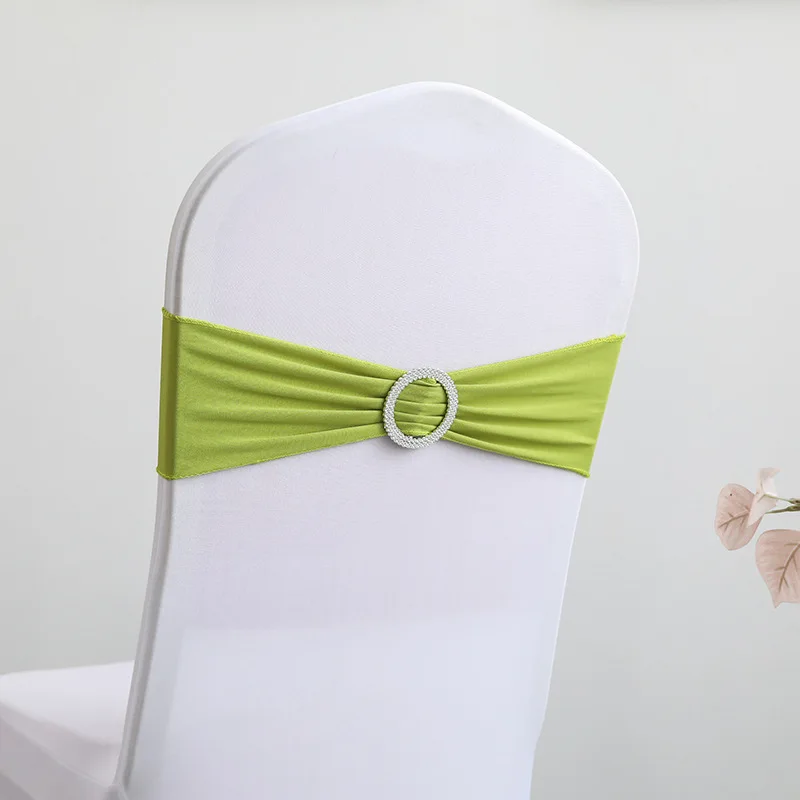 Hotel Wedding Chair Back Cover Decoration Bow Floral Elastic Strap