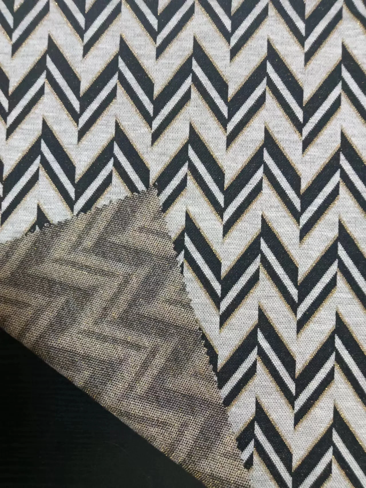 3017#Knitted jacquard fabric with customized pattern, color woven stripe pattern