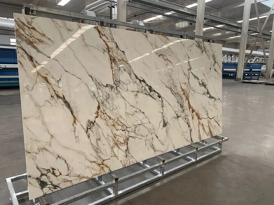 Sintered Stone Slab Calacatta Gold Veins Large Size High Quality Porcelain Slabs for Wall Floor