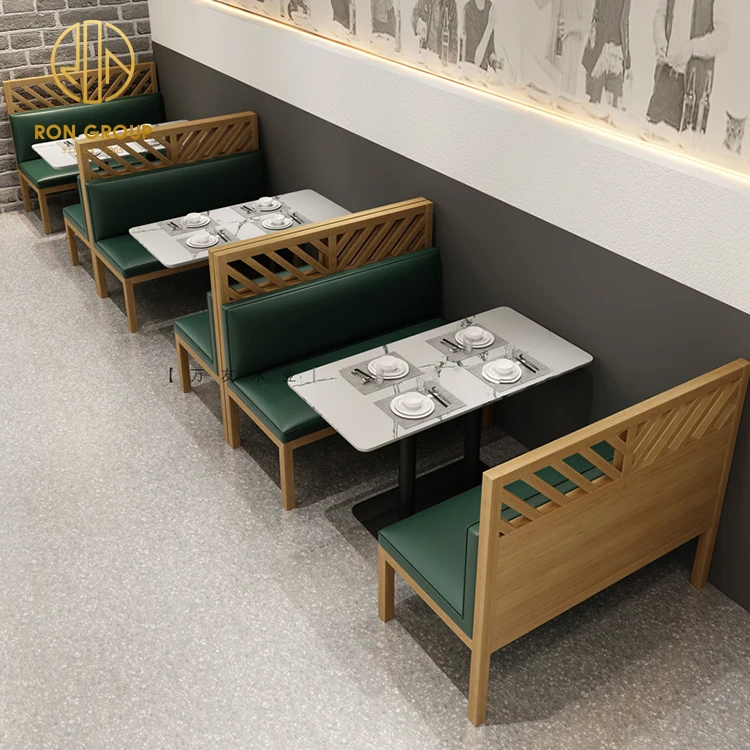 Coffee shop fast food square commercial cafe marble leather restaurant bench sofa furniture booth seating table and chair set