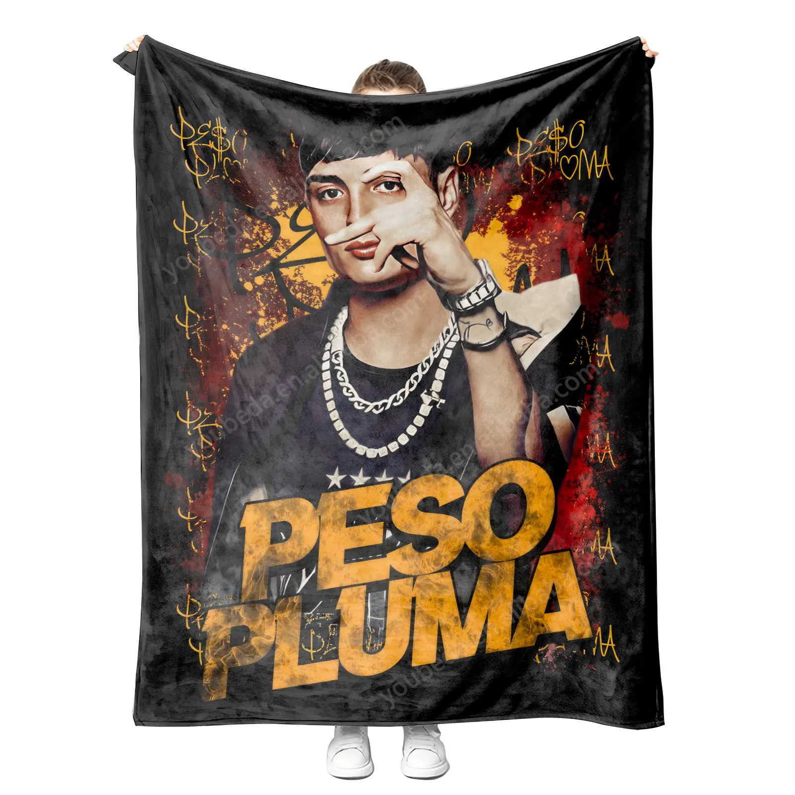 top selling products 2024 Custom peso pluma American concert cover sublimation fluffy travel throw blanket with fans