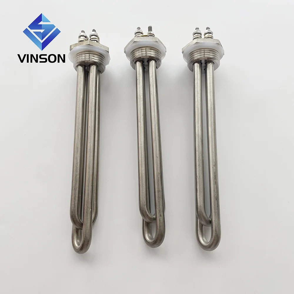 12V 24V 36V 48VDC Stainless Steel Portable Electric Immersion Water Heater Element with Square Flange Thread Size 1' 1.25'