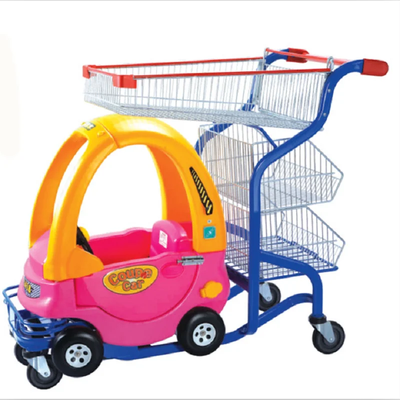 Chidren kids toy car trolley 3 layers with safety lock cartoon cute shopping cart