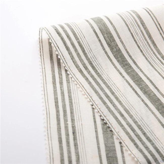 
Modern Design Green and White stripe fabric Linen and Rayon Fabric 