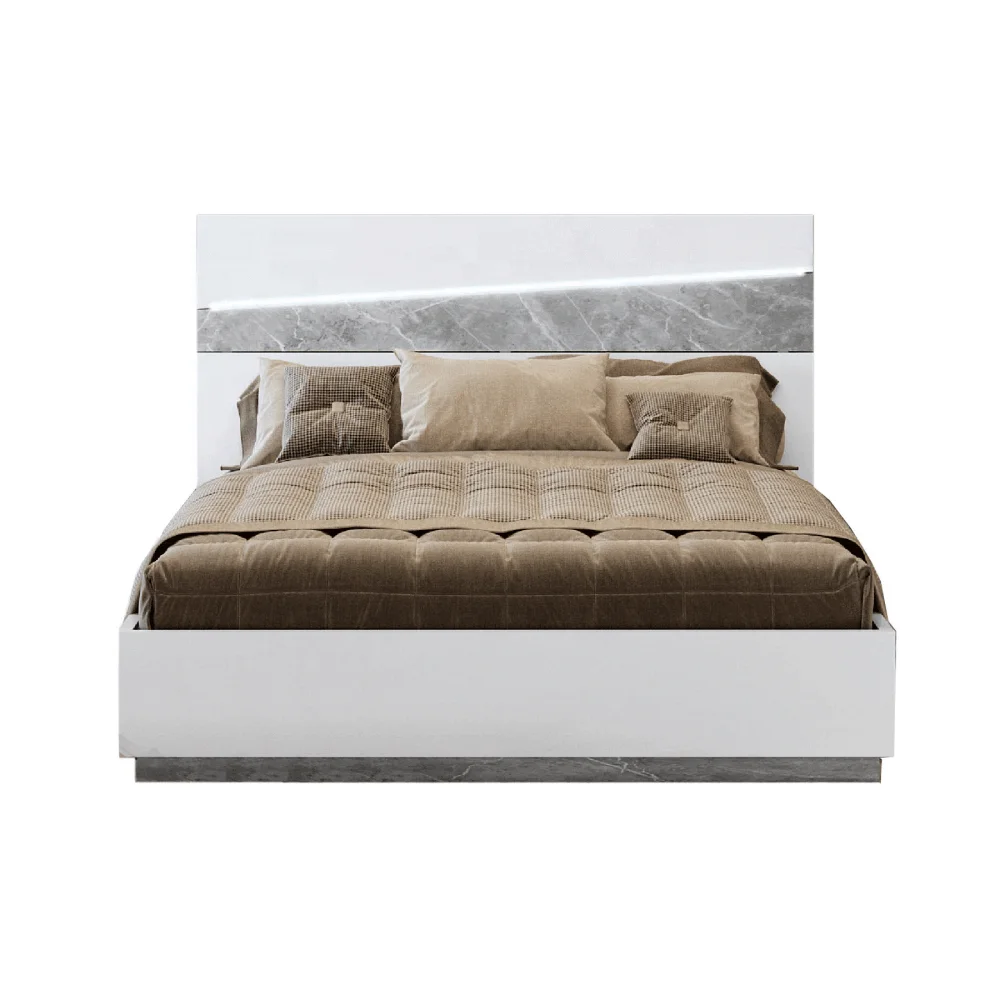 Nova Modern White Double Super king LED Bed Frame With Storage