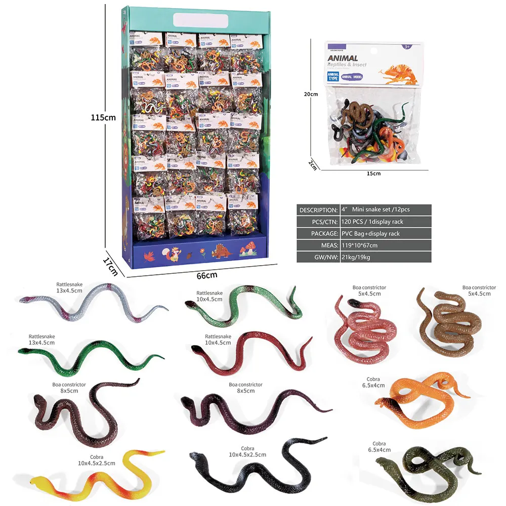 Display rack pack 120pcs natural world insect fish model cheap small plastic animal mini toy