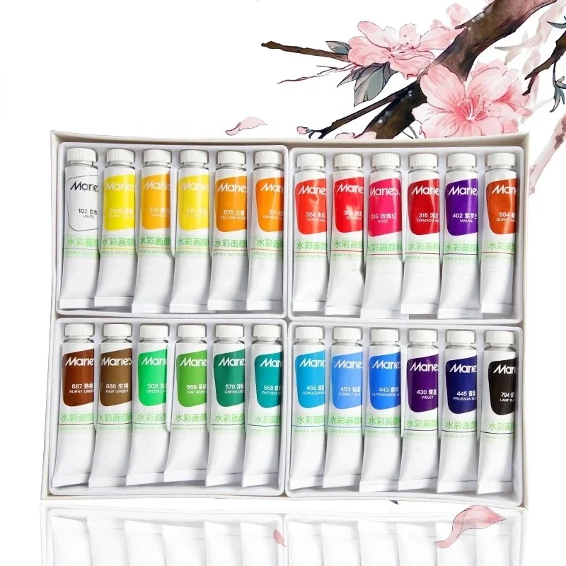 Maries 18 colors 12ml watercolor paint tube for art supplies
