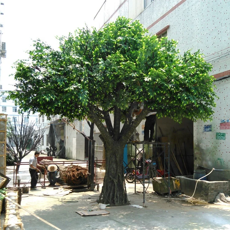Factory custom indoor outdoor decorative ficus artificial tree  fiberglass trunk artificial banyan big tree