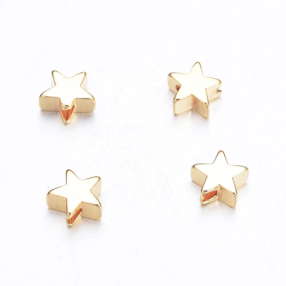 Wholesale Jewelry Accessories Star Metal Stopper Bead Spacers 18K Real Gold Filled Loose Beads for Jewelry Making