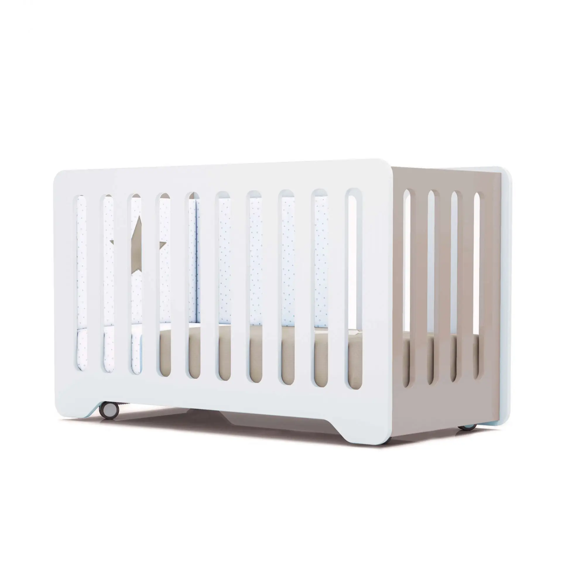 White Color  Co-sleeper Wooden Adjustable Multi Purpose Baby Cot Convertible Toddler Cradle Attached to Bed Baby Crib Furniture