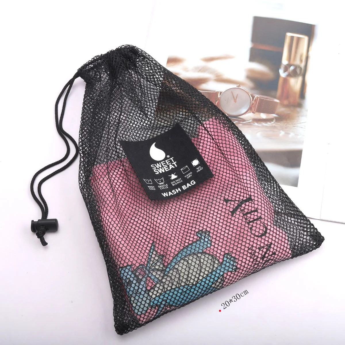 Custom Logo Label Black Swimming Mesh Pouch Wholesale Lingerie Undewea Dust Gift Packaging Pouch Drawstring Soft Mesh Bag