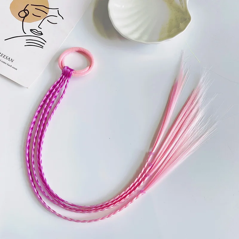 Cute Kid Ponytail Holder Ombre Color Hair Tie Girls Sweet Hair Extension Children Wig Braid Tie Children Braid