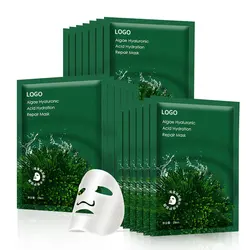 Private label organic skin care face mask sheet moisturizing brightening algae hyaluronic acid hydration repair mask