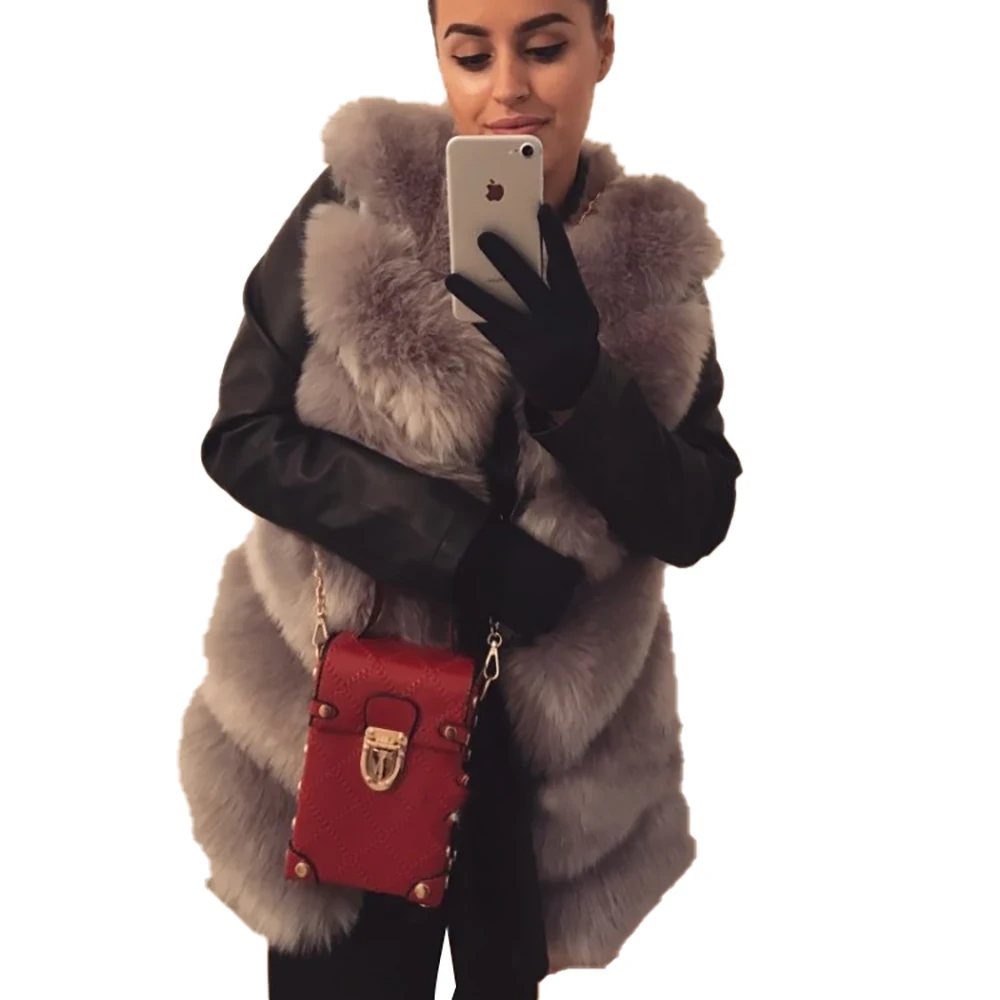 2023 New arrival designs hot selling ladies Custom short sleeveless faux fox fur solid women vest
