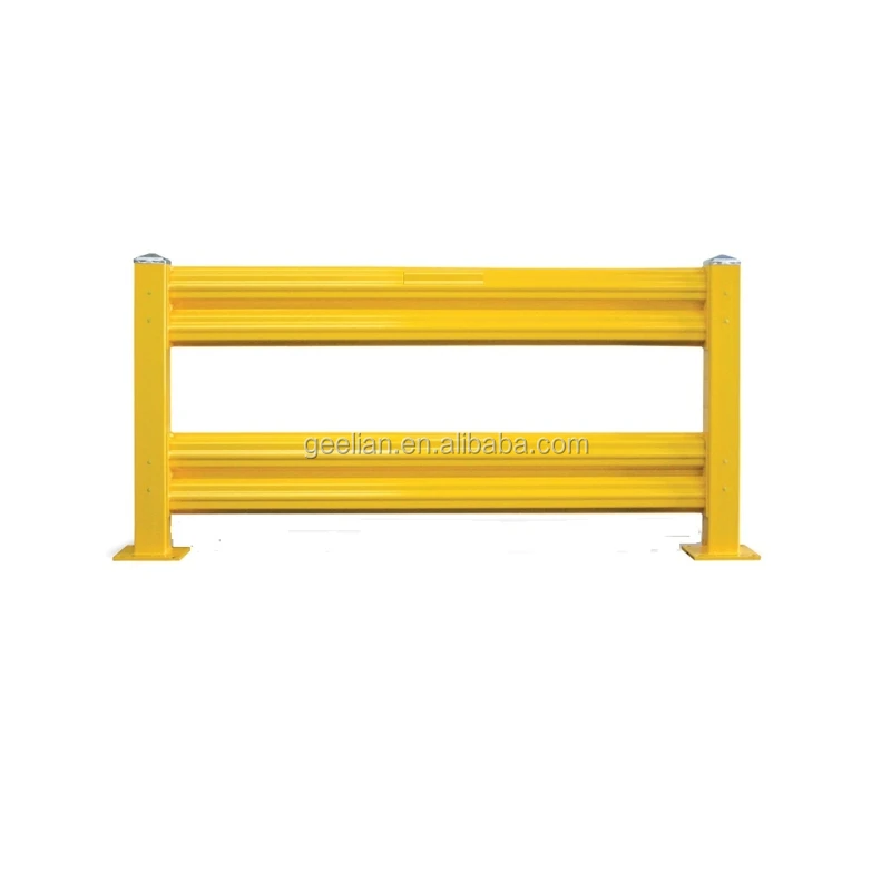 Double Wave Protective Beam Warehouse Equipment  Yellow Guard Rail Metal For Industrial Cold Rolled
