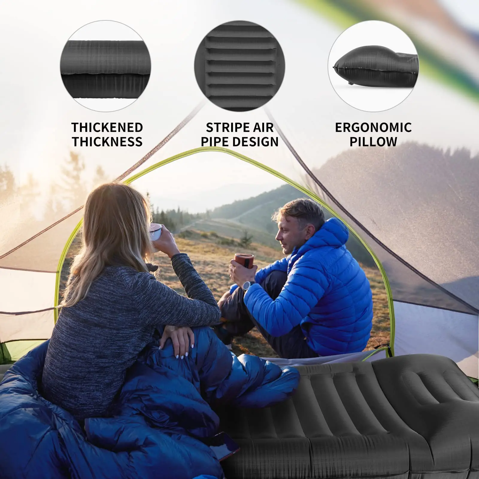 Туристический Самонадувающийся коврик с подушкой 13