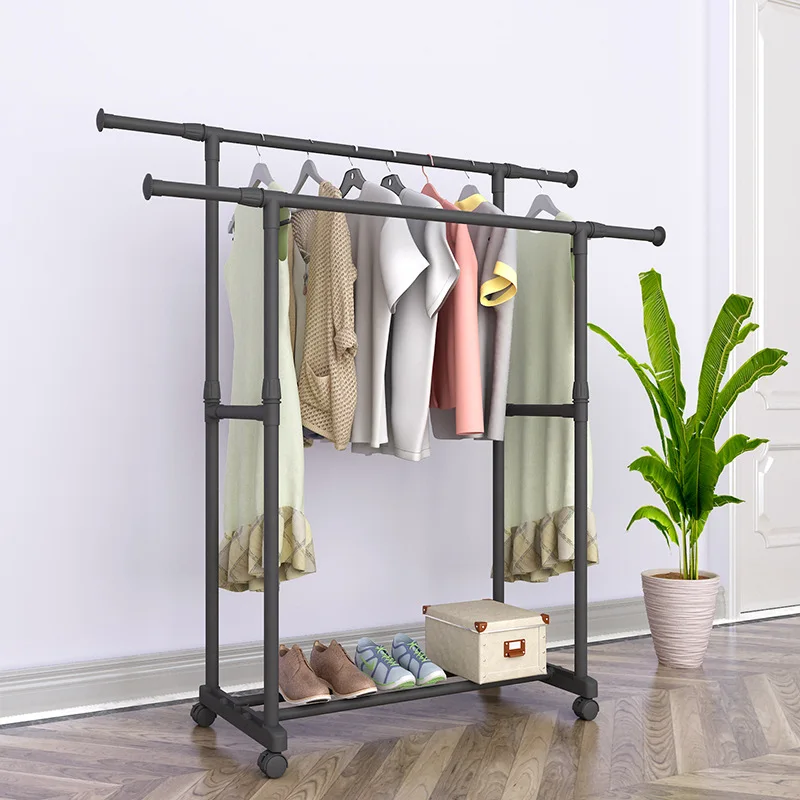 New Floor Hangers For Clothes  Cloth Stand Rolling Metal Silver Square garment Cloth rack