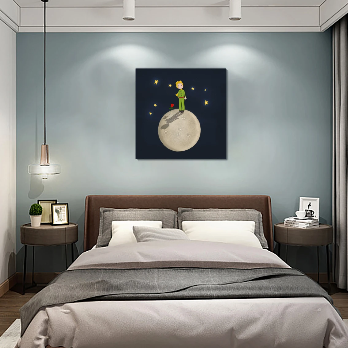 Hand Painted Le Petit Prince Anime Prints Oil Painting On Canvas For Living Room Wall Decor