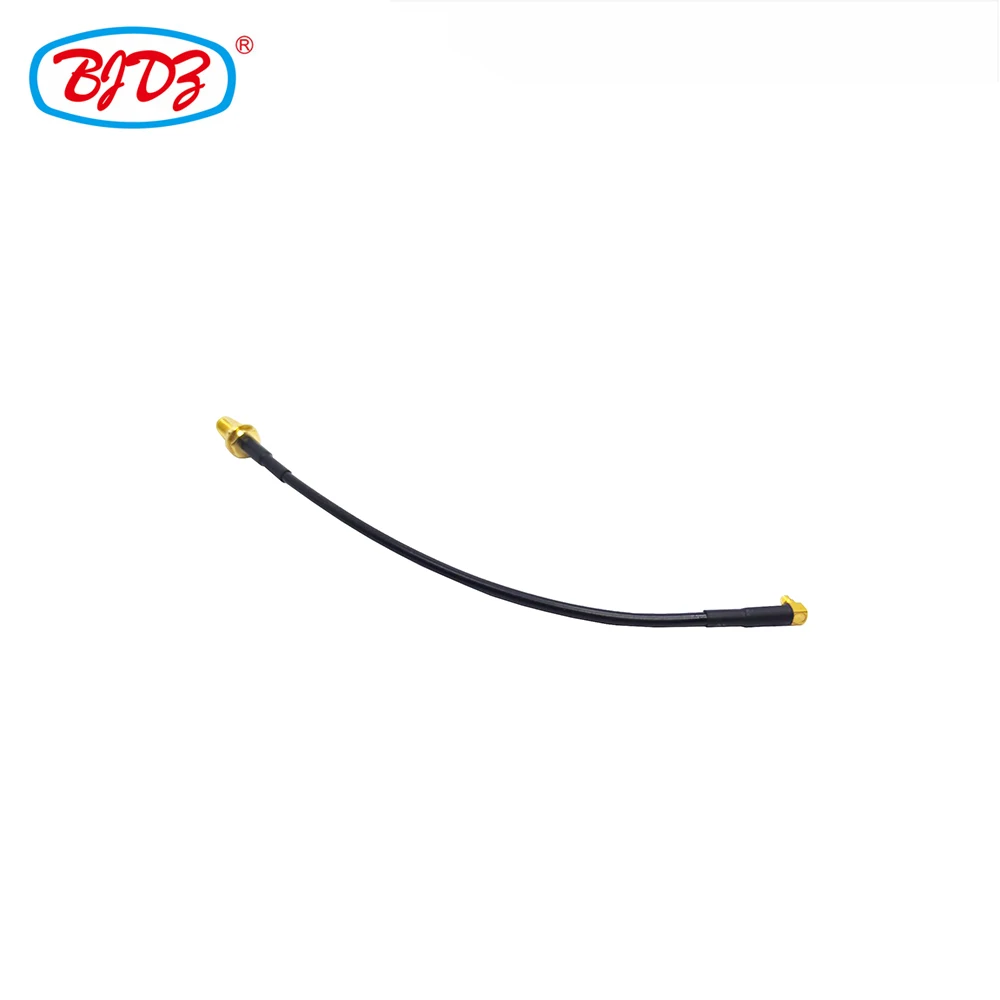 Factory supply MMCX male plug right angle 90 degree to SMA female bulkhead for RG174 rf coaxial Pigtail Jumper extension cable