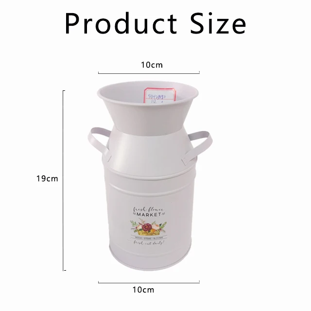 Artificial flower container galvanized iron milk jug metal decorative flower pot home garden decorative container