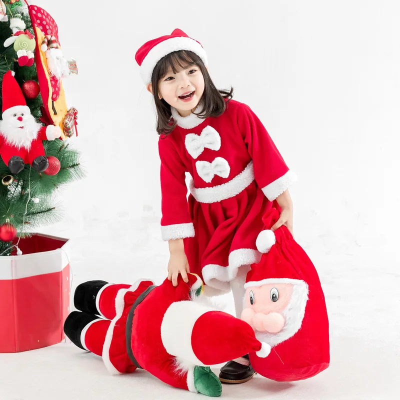 Hot Sale Dress Up Santa Costume For Christmas Kids Clothes Christmas Santa Claus Costumes For Boys And Girls