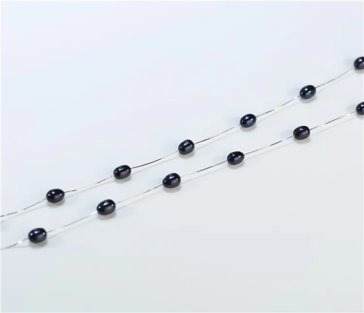 FEIRUN 7-8mm drop 3A black 925silver  Freshwater Natural Cultured Pearls Necklace real pearl necklace price