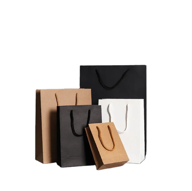 Luxury Shopping Hand With Handles Logo Brown Kraft Recyclable Custom Printed Your Own Print Gift Craft Paper Bag With Logo