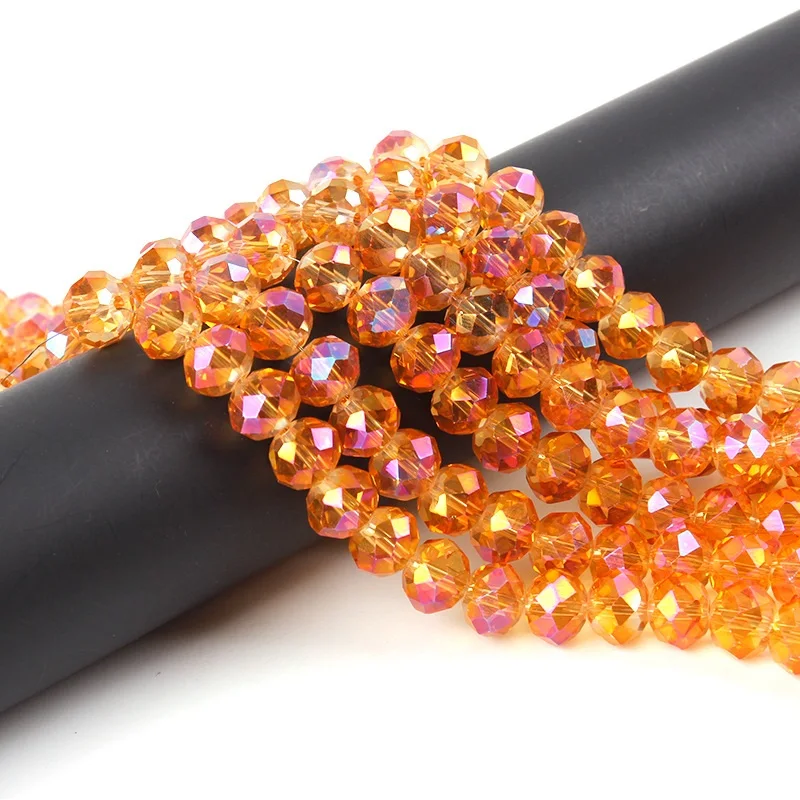 6mm  Faceted Crystal Glass Rondelle Plate Loose Beads for jewelry