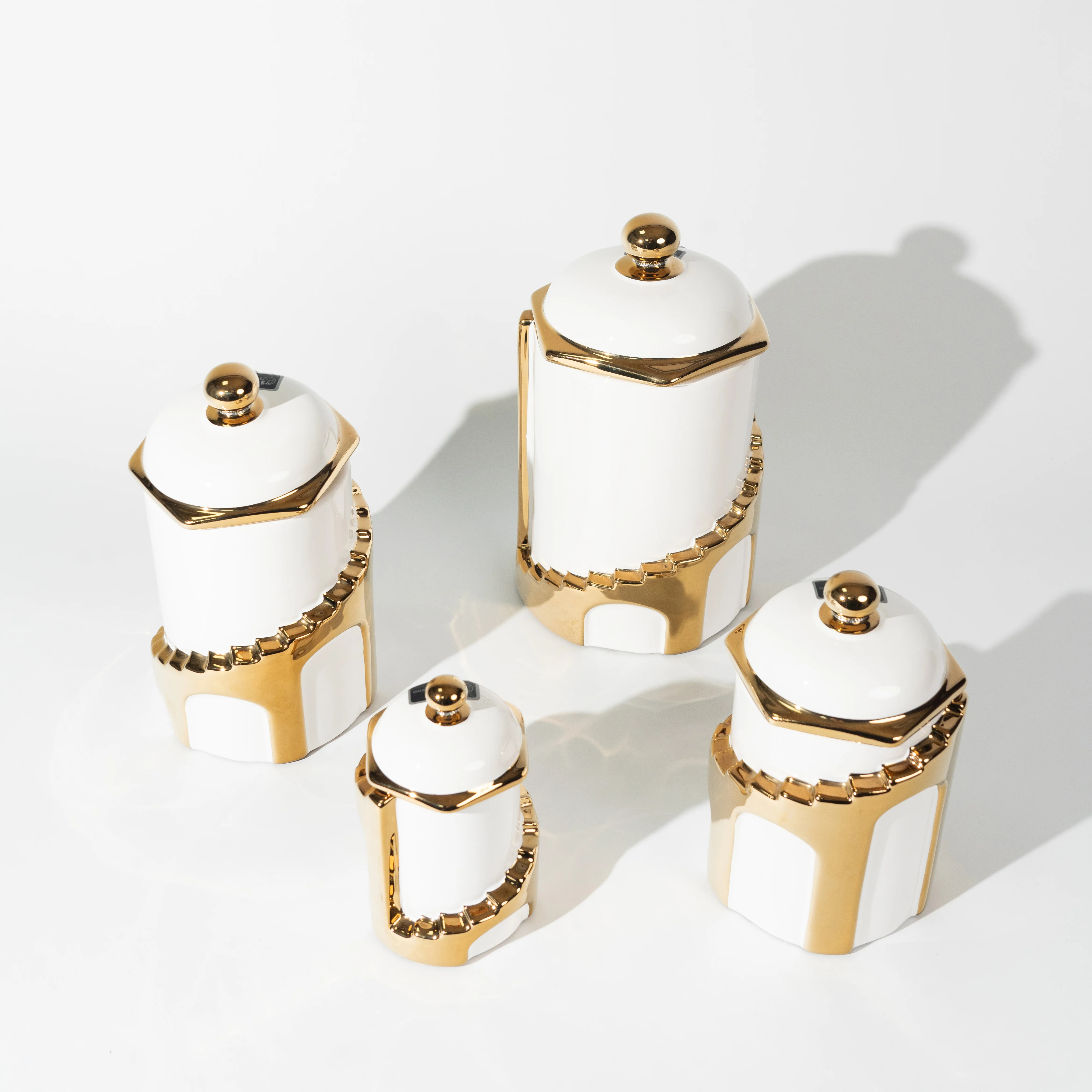 Luxury White Ceramic Kitchen Canister Storage Jars Set Decals Coffee Food Container storage jar