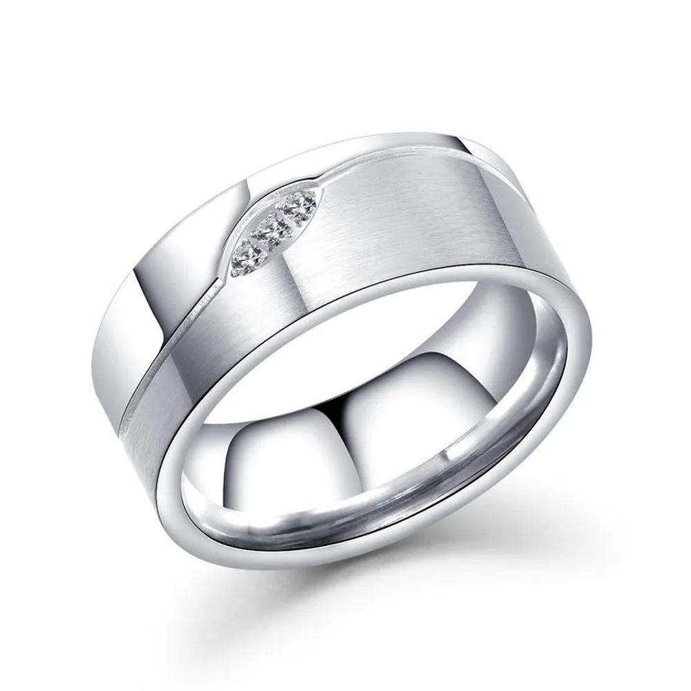 High Quality Stainless Steel Crystal Inlaid Rings For Men