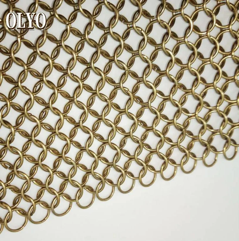 Gold Silver Chainmail Mesh Curtain Stainless Steel Ring Decorative Mesh Curtain
