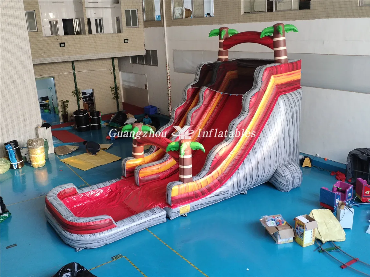 High Quality Outdoor Giant Red Coconut Water Slide Commercial Grade Giant Cheap Inflatable Water Slide With Swimming Pool