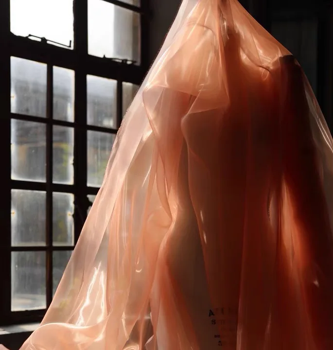 Liquid Organza fabric Mirror Organza Exquisite Luxury crystal shinny organza fabric for wedding dress