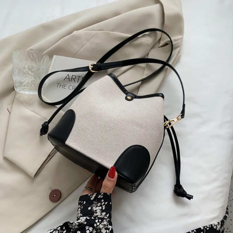 Designer Ladies Brand Fashion Luxury Shoulder Messenger Handbags Women All-match Drawstring Bucket Tote Bags Small Canvas Bag