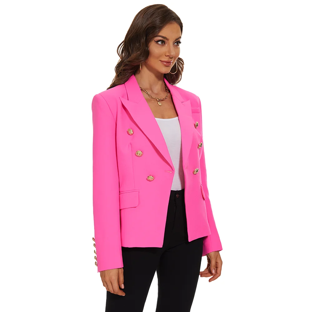 2022 wholesale women jacket fashion women blazer jacket XXL button embellished hot pink  red blazer jacket for women