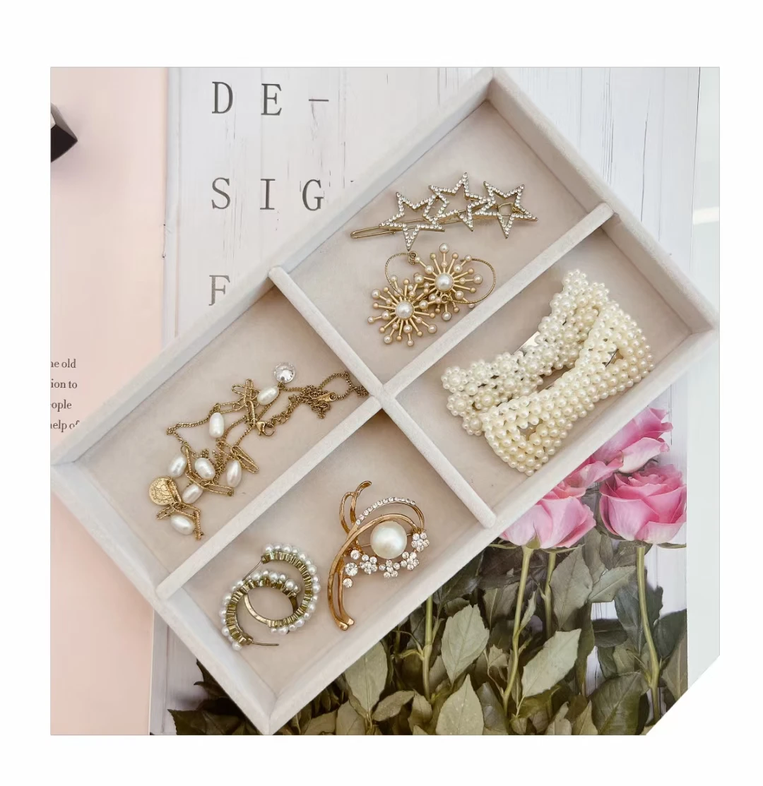 Custom Logo Color Store Ring Bracelet Chain Velvet Jewelry Tray Jewelry Display Drag Tray