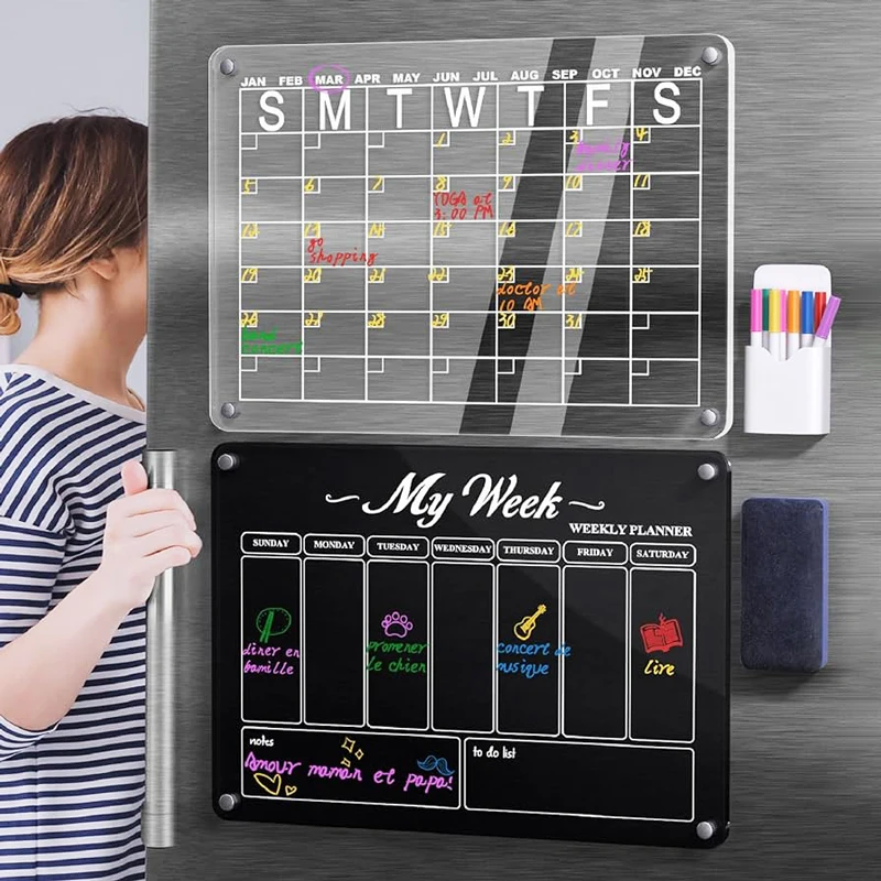 New Acrylic Magnetic Calendar for Fridge Planning and Scheduling Calendar Board Fridge Magnet Dry Erase