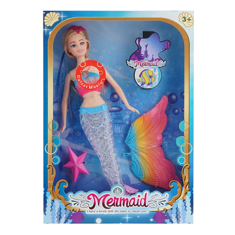 New hot sale Plastic PVC Doll Toy Fashion Colorful Mermaid Doll Educational for Girl Gift Doll Model Toy Dress toy for Kid