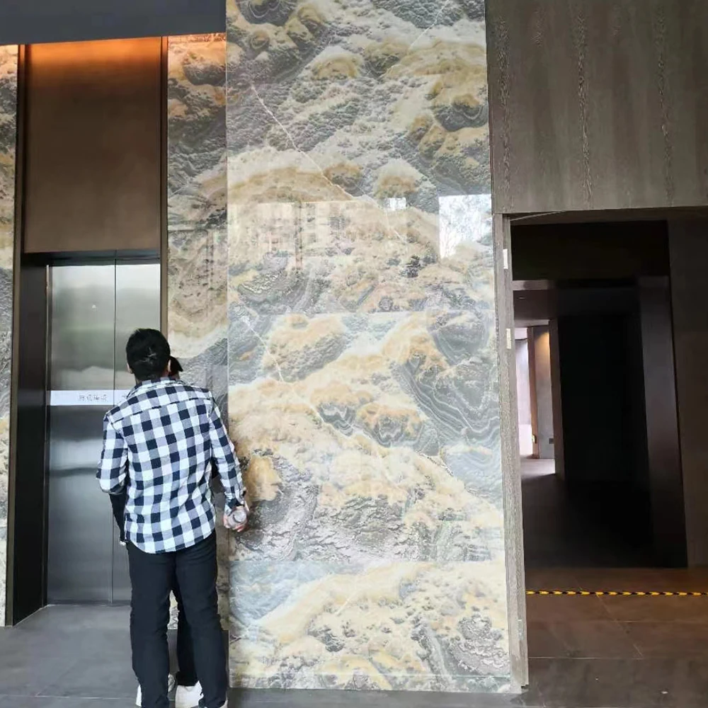 Hot Selling China Yellow Onyx Backlit Black Onyx Ink Style Onyx for Wall Vanity Tops Tiles Background