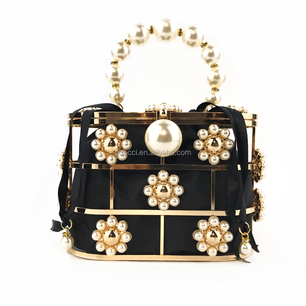 
Factory tredy beaded handbags metal frame clutch OC4131 