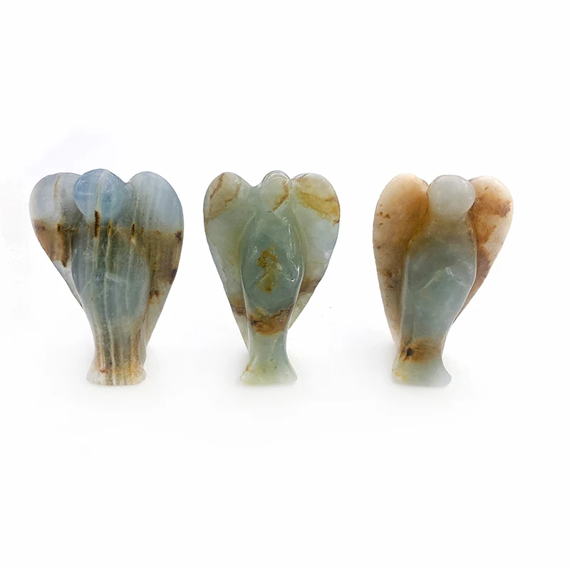 wholesale natural high quality crystal Angel crafts Blue crystal Blue agate Angel statue for Halloween decorations