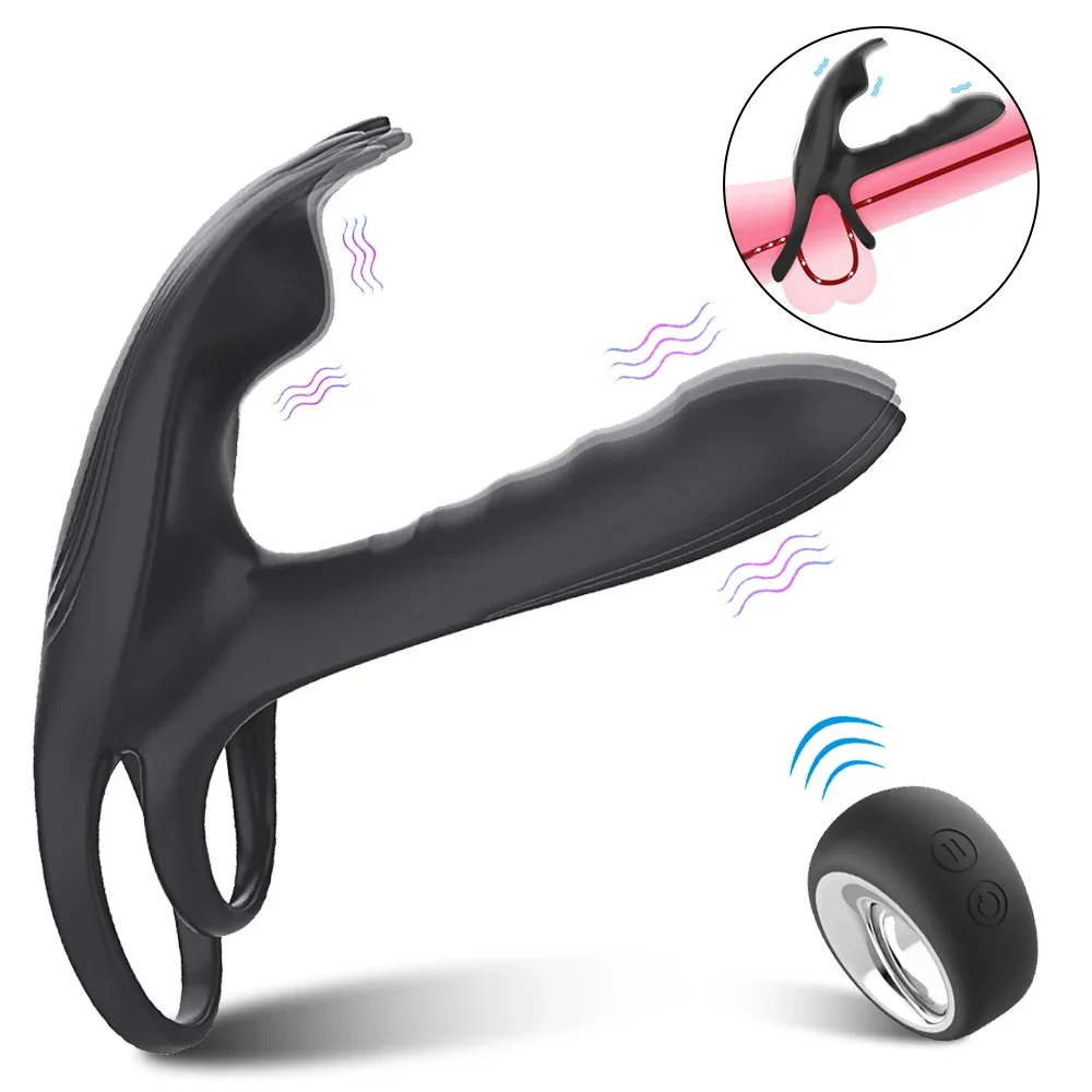 Couple Dual Use Entry Sperm Locking Ring Clitoral Stimulation Penis Cock Ring Adjustable For Man Delay Ejaculation