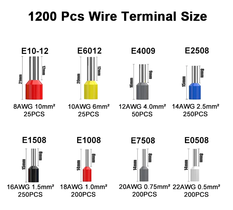 Hsc8 16-6 Awg28-5 Wire Ferrules Self-adjustable Button Hand Crimping Tool Kit Crimper Terminal Crimping Pliers