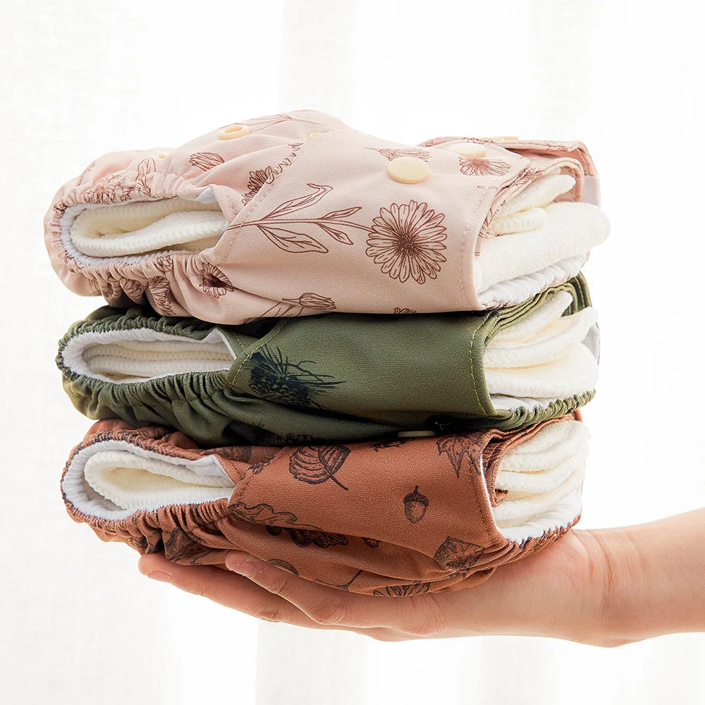 Elinfant Waterproof Baby Cloth Nappies Recycled Washable Pocket Diapers Reusable Diaper 3 Pcs Set