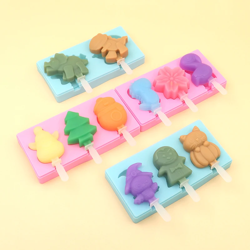 Food-Grade DIY Triceratops Tyrannosaurus Rex silicone ice cream mold 3D creative stereoscopic cartoon dinosaur pattern children