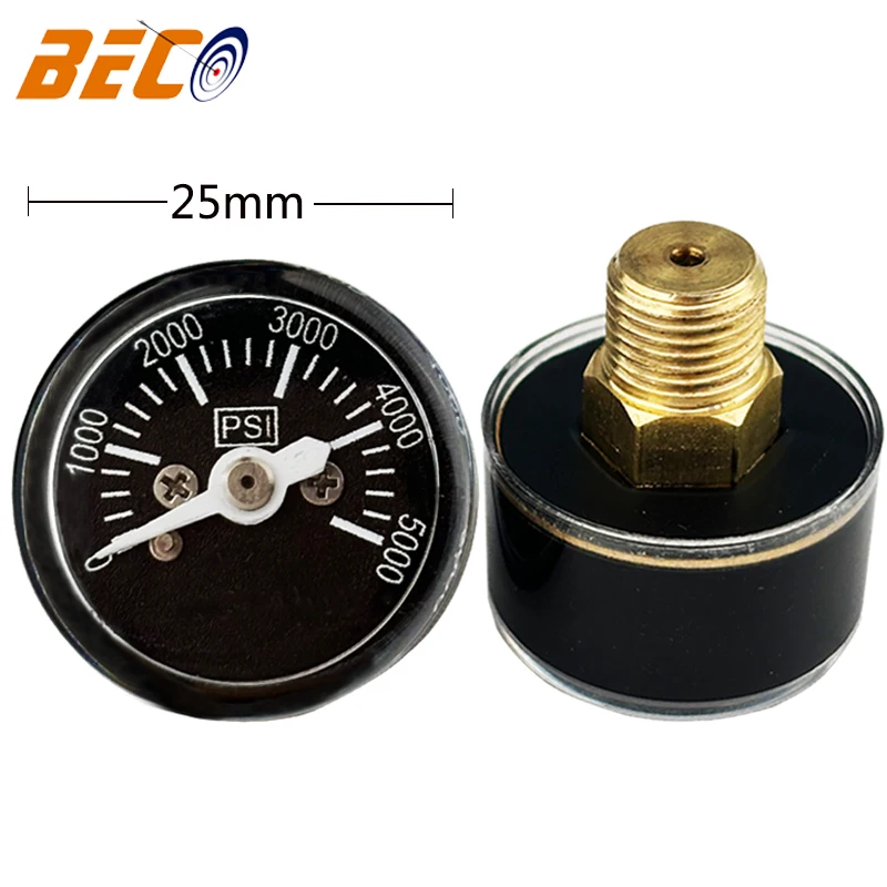 BECO 2500psi pressure gauge for airguns, 25mm 1inch mini size pressure gauge with plastic case